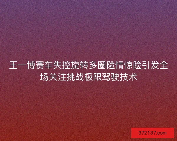 王一博赛车失控旋转多圈险情惊险引发全场关注挑战极限驾驶技术