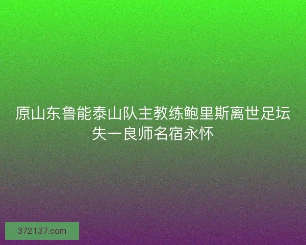 原山东鲁能泰山队主教练鲍里斯离世足坛失一良师名宿永怀